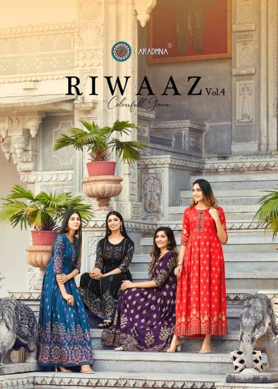 Riwaaz Vol 4 By Aradhna Fancy Rayon Anarkali Kurti Collection